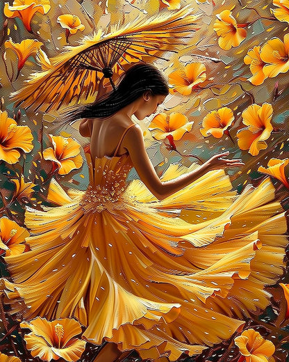 Golden Graceful Lady - Floral Women - miicreative