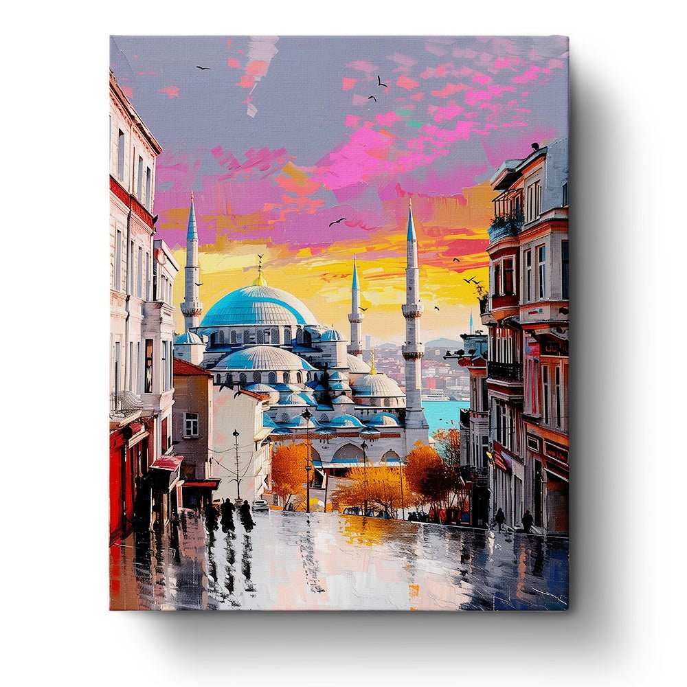 タンクット・ビルゲ作「ブルーモスク」　原画　水彩画 Istanbul - Blue Mosque - Paint by Numbers Kit | Vacation Art