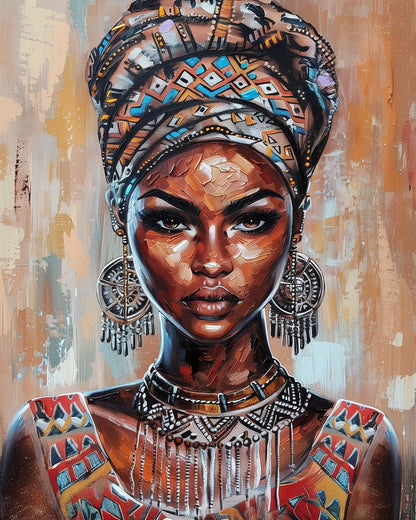 Majestic African Queen Portrait - miicreative - Paint by Numbers fixed Kit