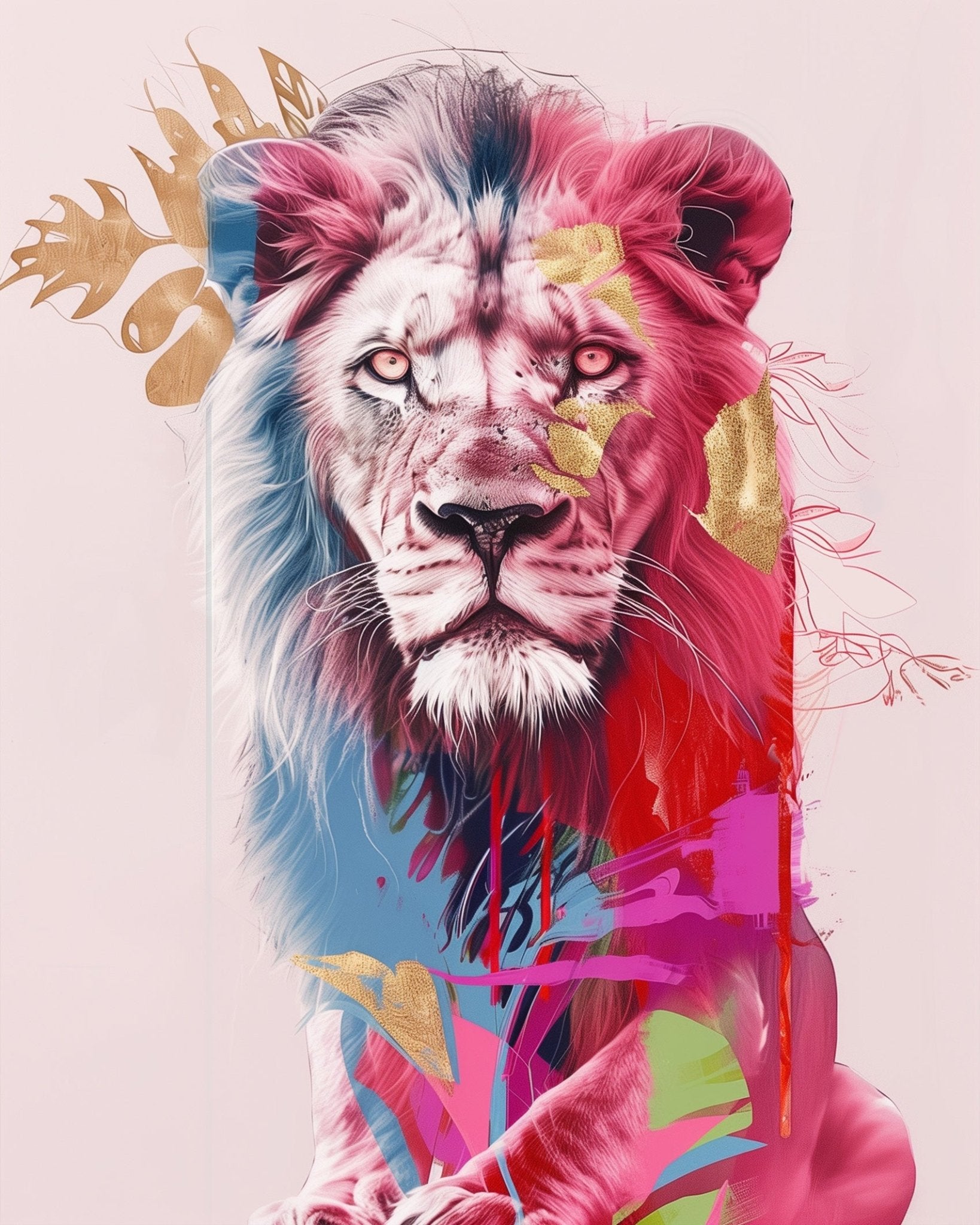 Majestic Lion Reflection - Abstract Animals - miicreative