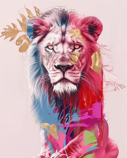 Majestic Lion Reflection - Abstract Animals - miicreative