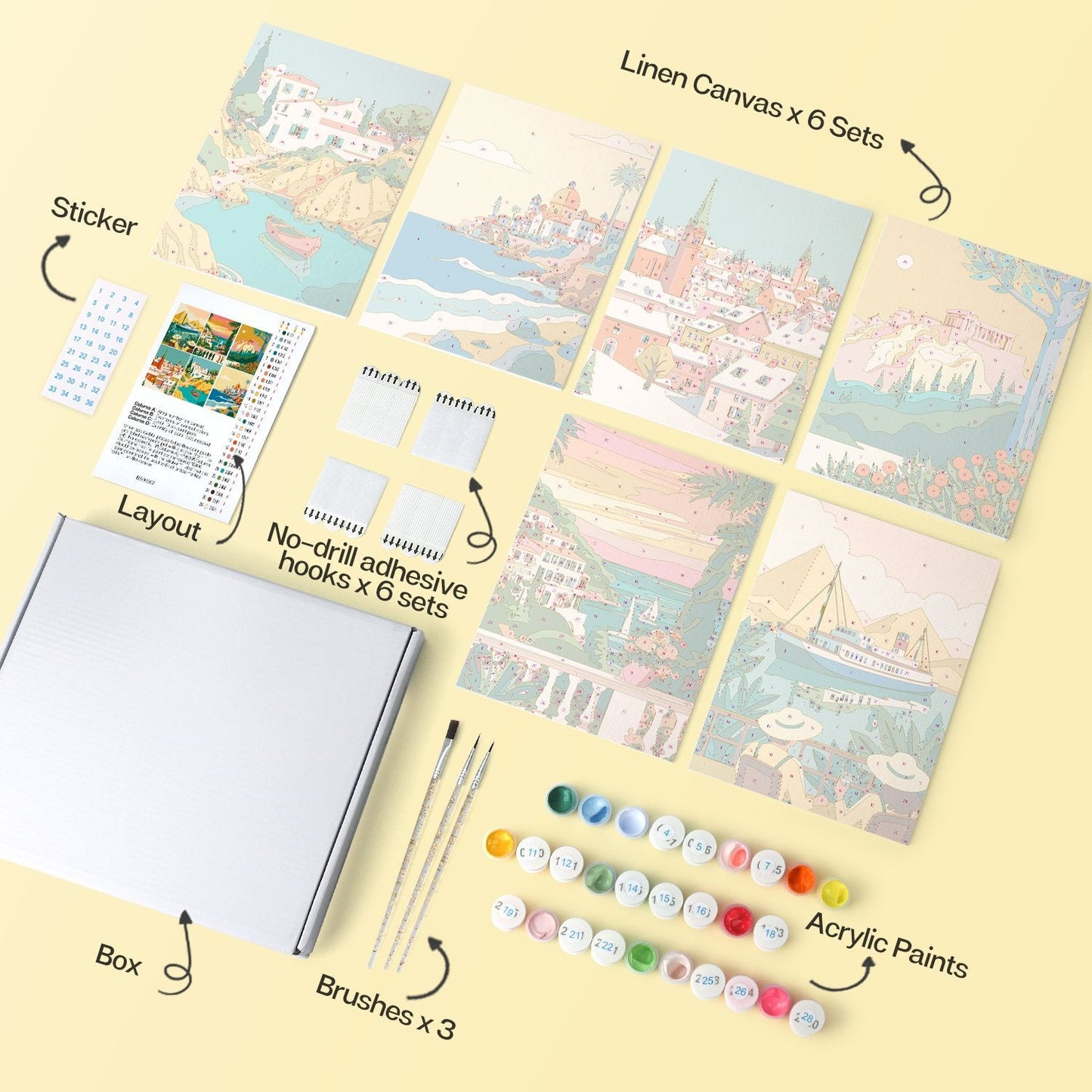 Mediterranean Escapes – Set of 6 Mini Paintings - miicreative