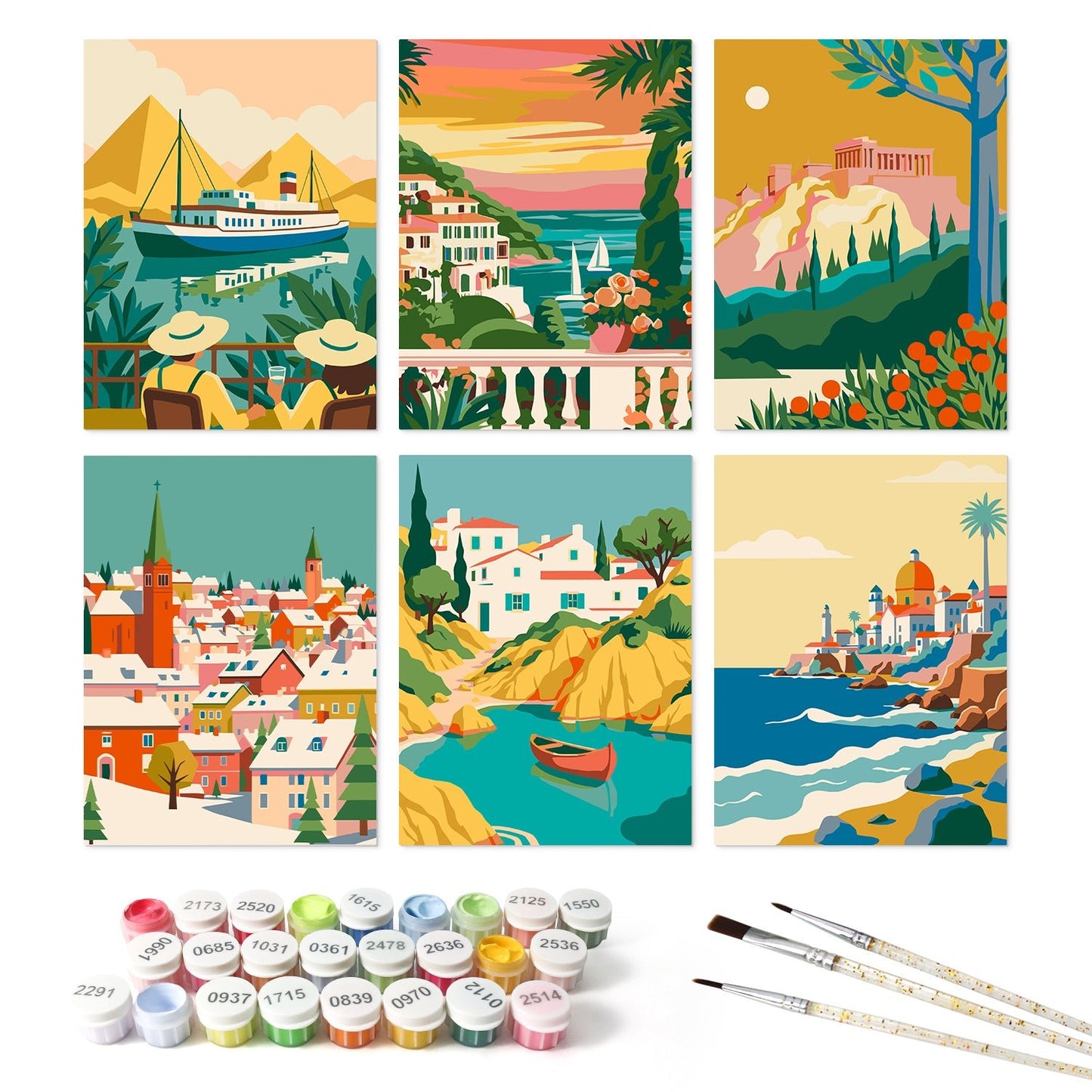 Mediterranean Escapes – Set of 6 Mini Paintings - miicreative