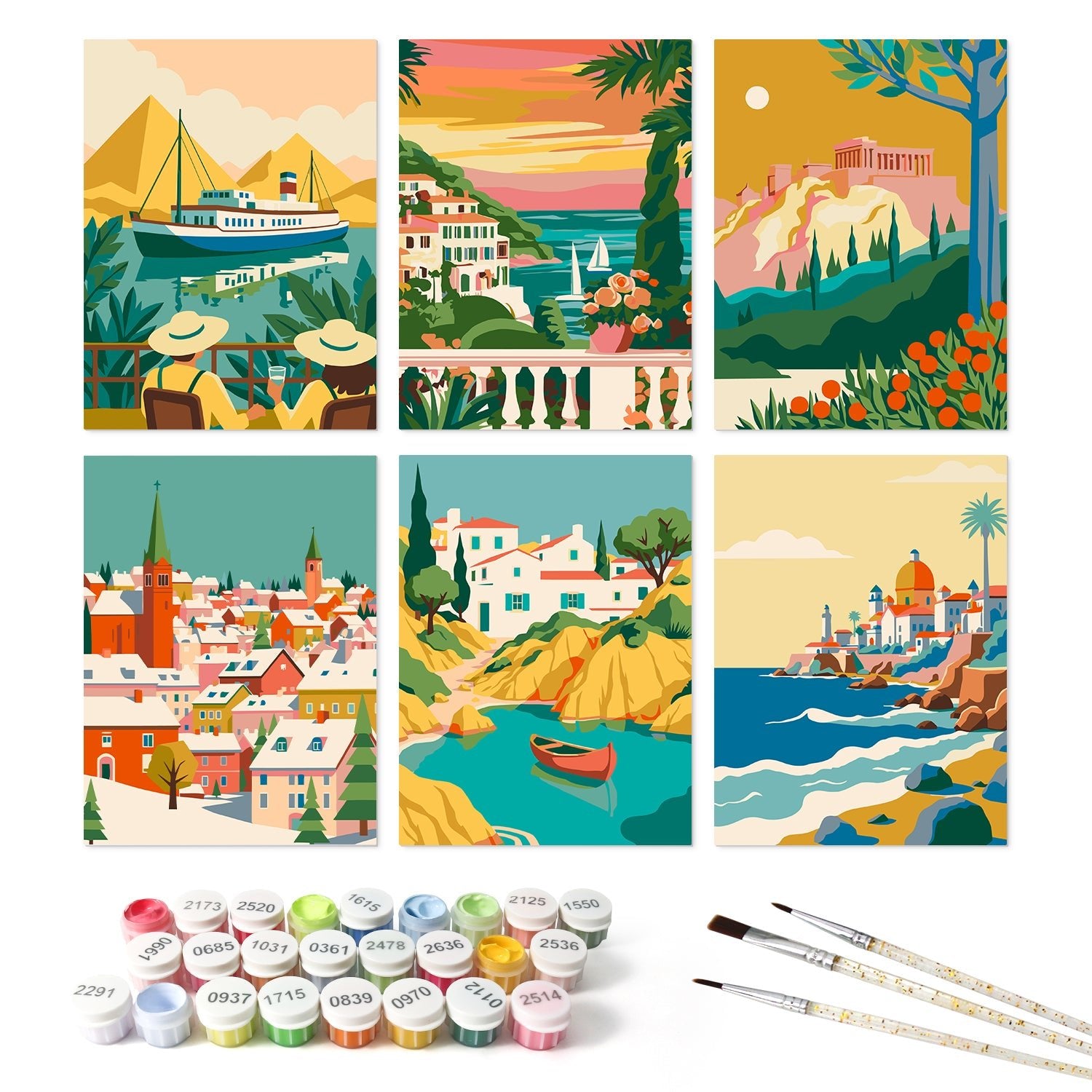 Mediterranean Escapes – Set of 6 Mini Paintings - miicreative