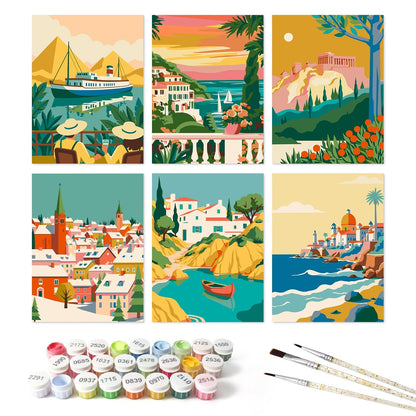 Mediterranean Escapes – Set of 6 Mini Paintings - miicreative