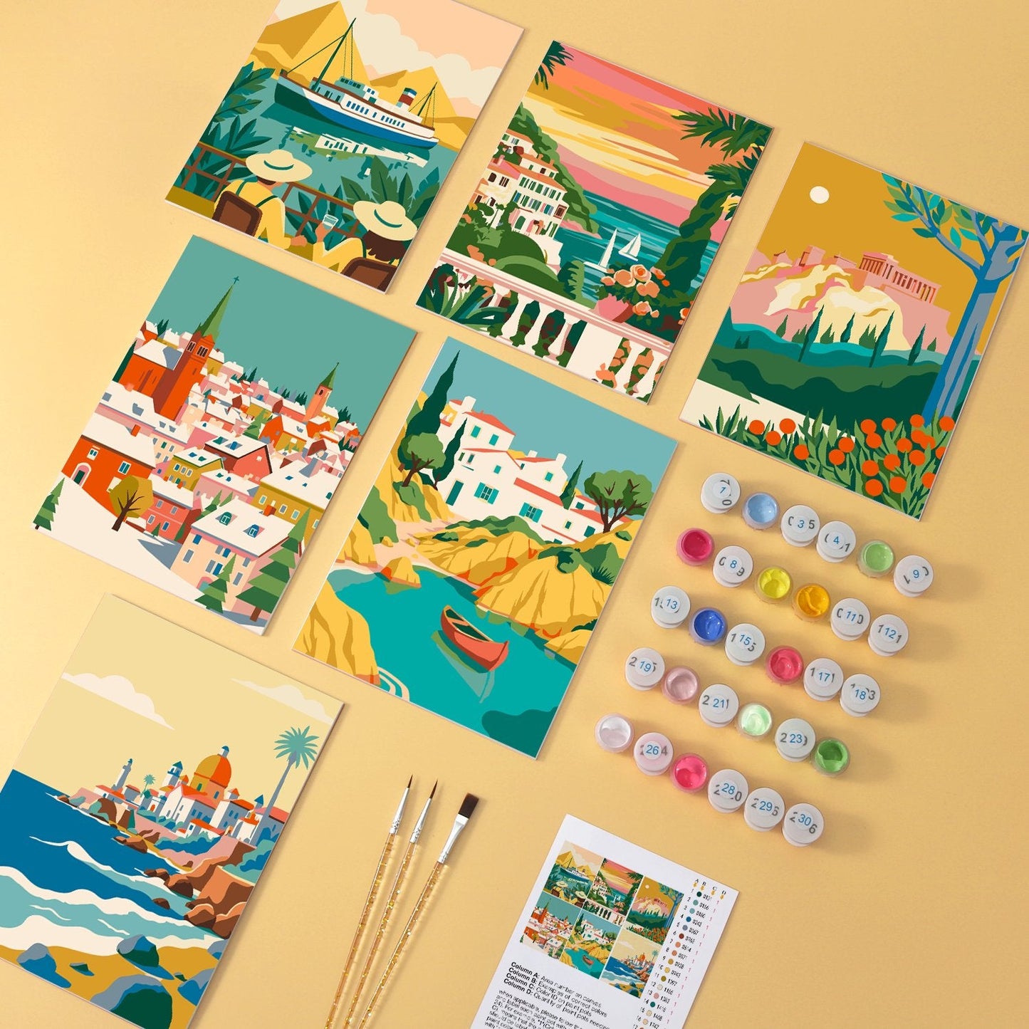 Mediterranean Escapes – Set of 6 Mini Paintings - miicreative