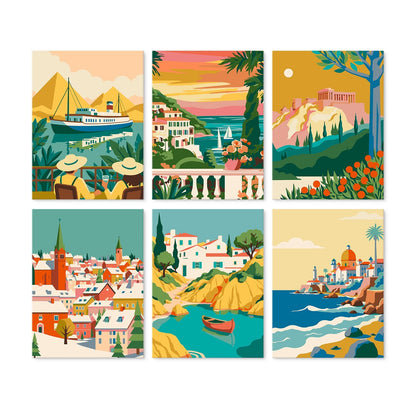 Mediterranean Escapes – Set of 6 Mini Paintings - miicreative
