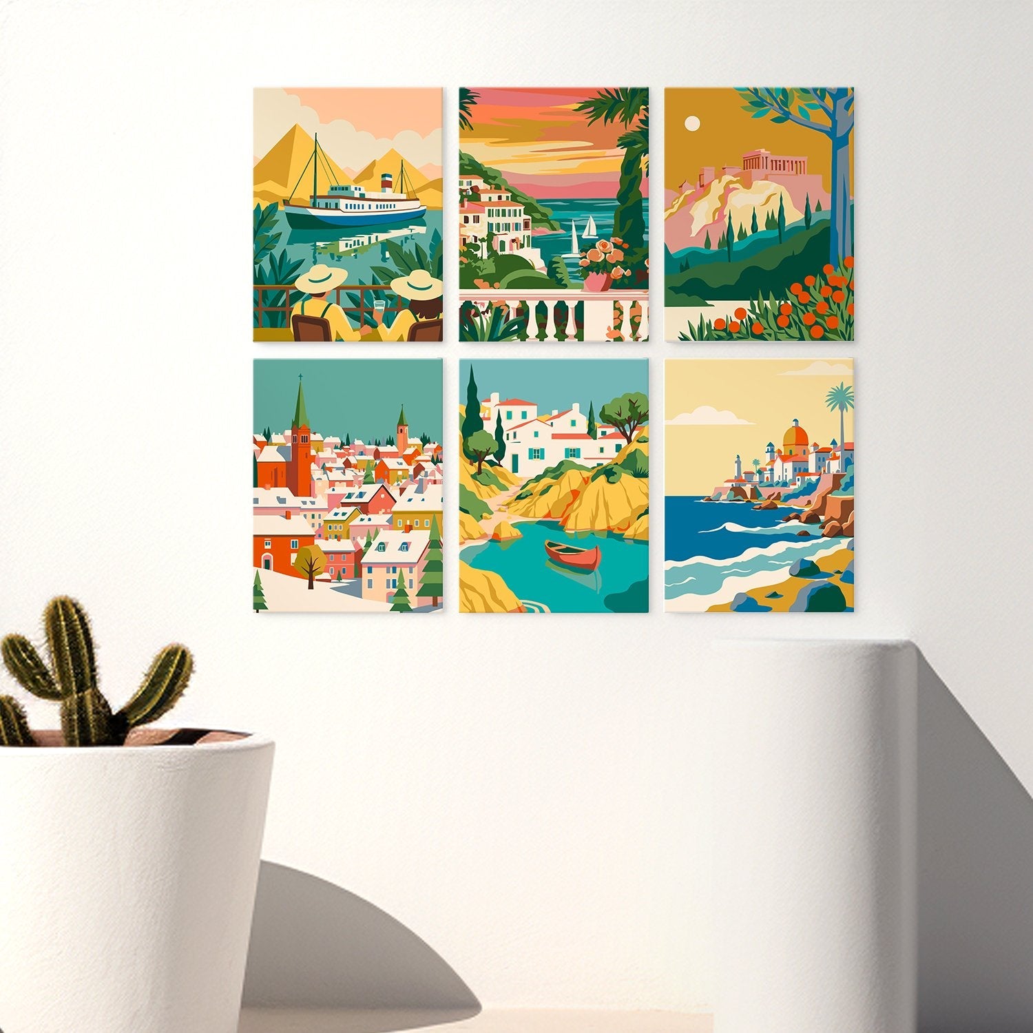 Mediterranean Escapes – Set of 6 Mini Paintings - miicreative