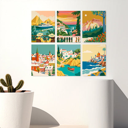 Mediterranean Escapes – Set of 6 Mini Paintings - miicreative