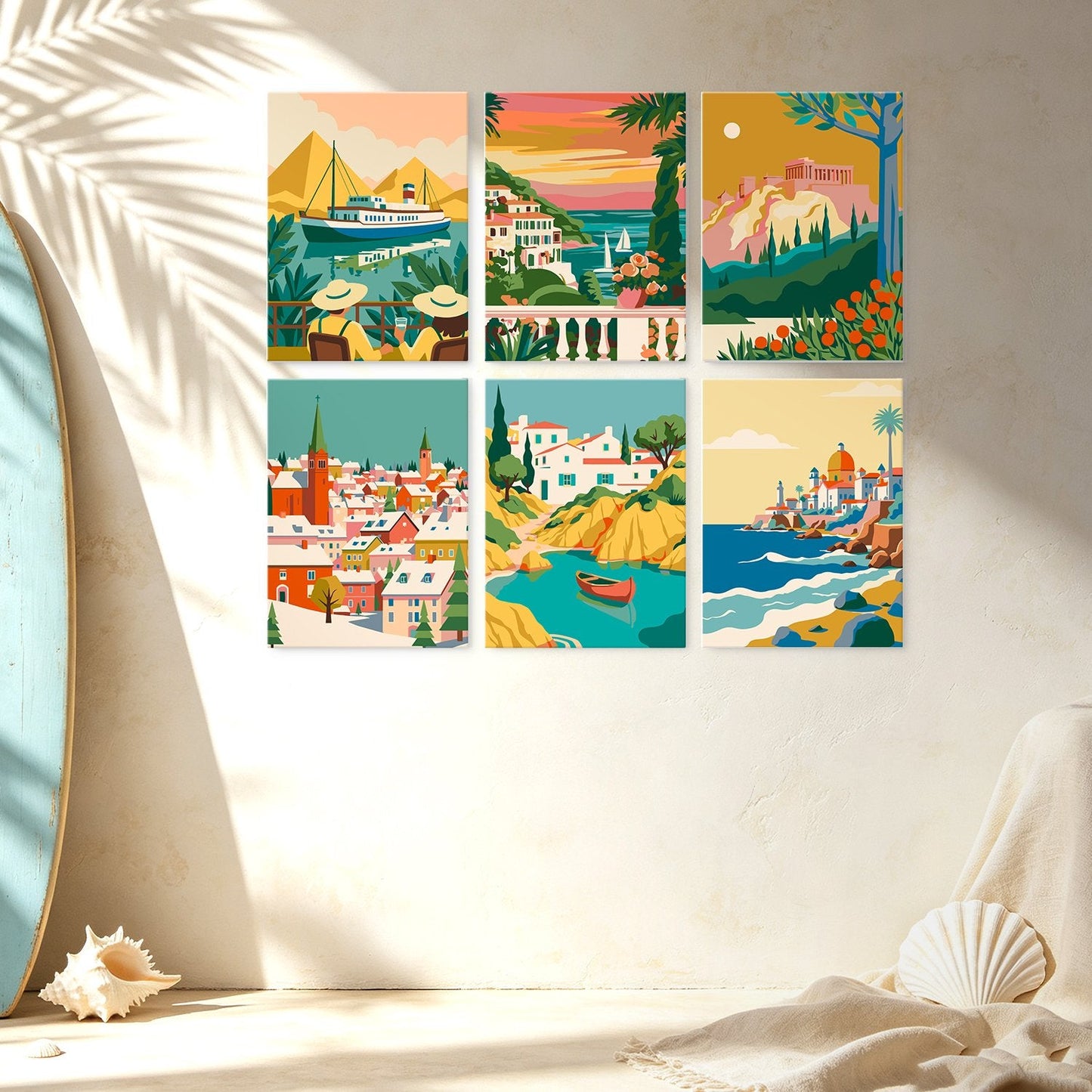 Mediterranean Escapes – Set of 6 Mini Paintings - miicreative