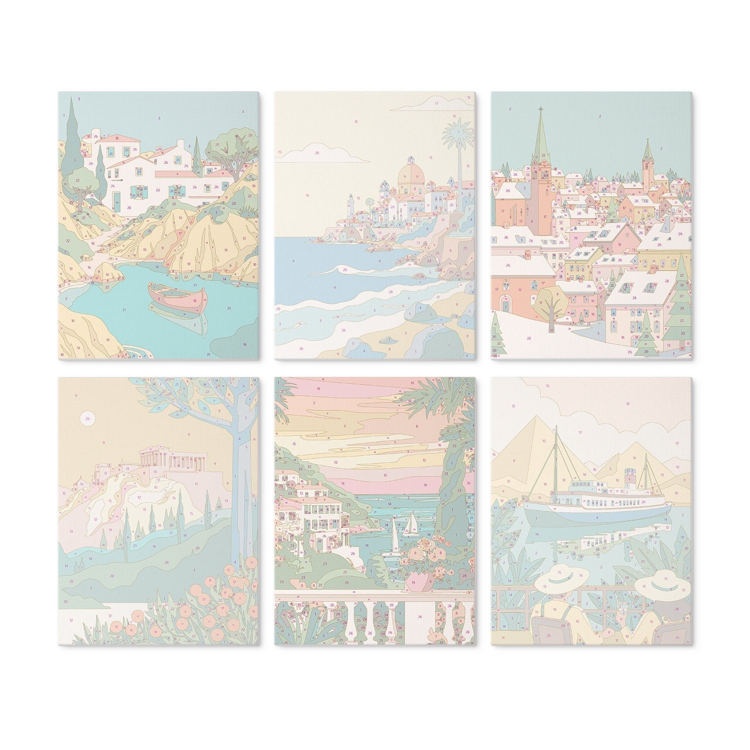 Mediterranean Escapes – Set of 6 Mini Paintings - miicreative