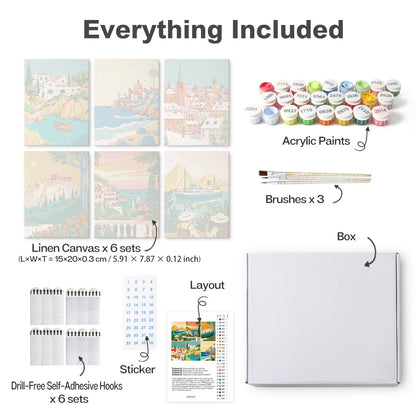 Mediterranean Escapes – Set of 6 Mini Paintings - miicreative