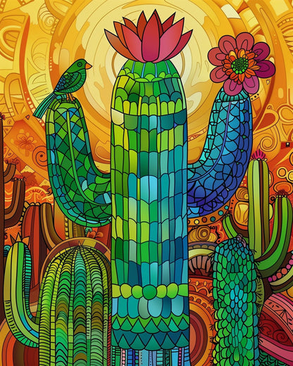 Mexican Cactus Art - miicreative - Paint by Numbers Fixed Kit - Pre-designed Kit