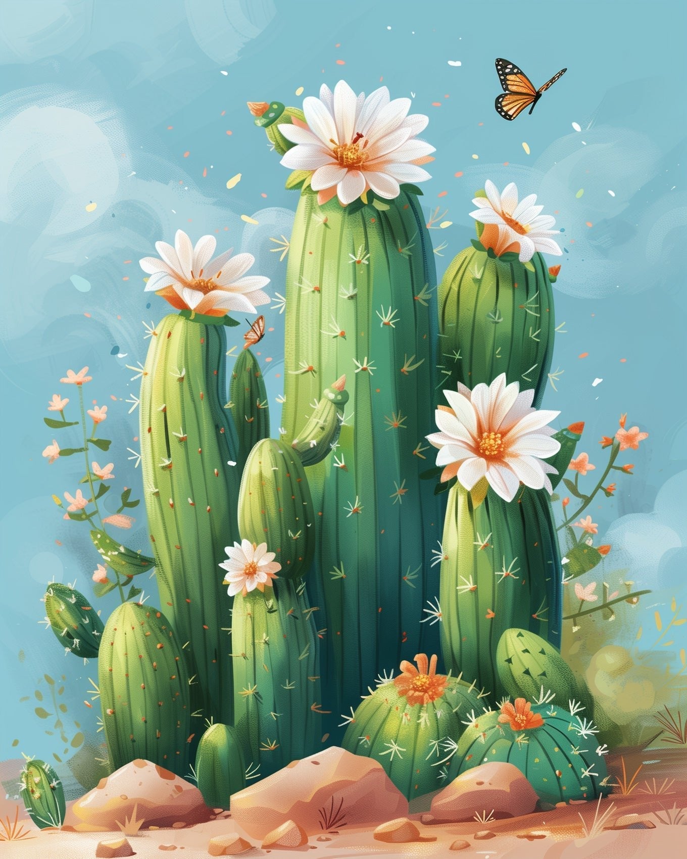 Mexican Cactus Landscape - miicreative - Paint by Numbers Fixed Kit - Pre-designed Kit
