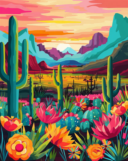 Mexican Cactus Landscape - miicreative - Paint by Numbers Fixed Kit - Pre-designed Kit