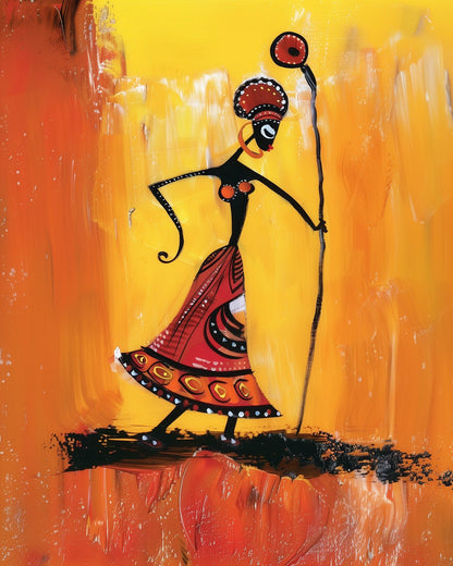 Mystical African Woman with Enchanted Staff - miicreative - Paint by Numbers Custom Kit