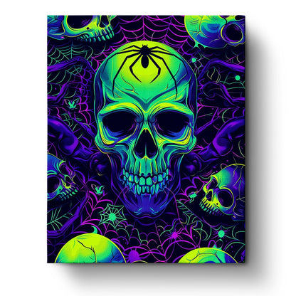 Neon Skull with Spider - Halloween - miicreative