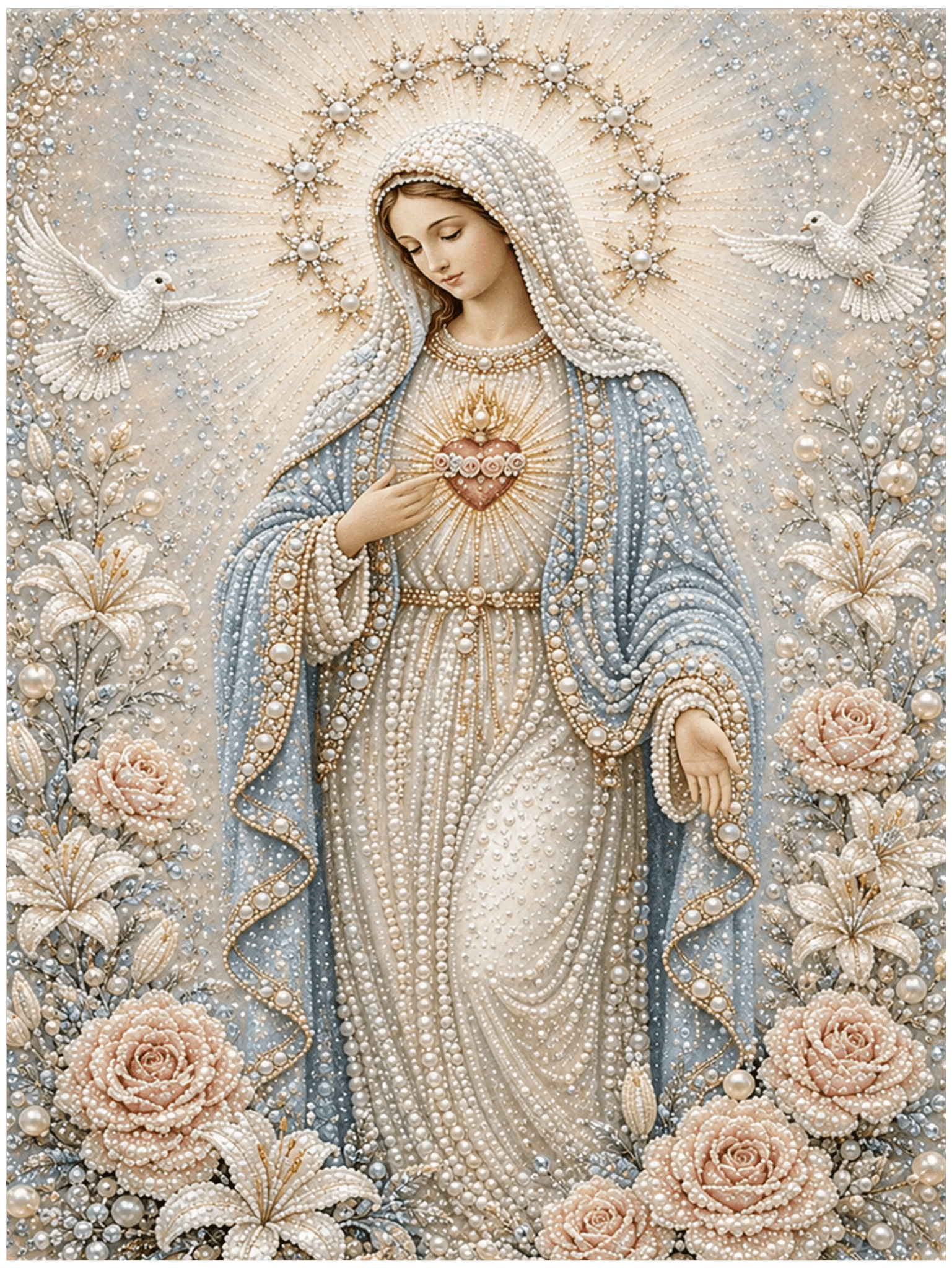 Our Lady of Sacred Grace - Pearl Painting - miicreative