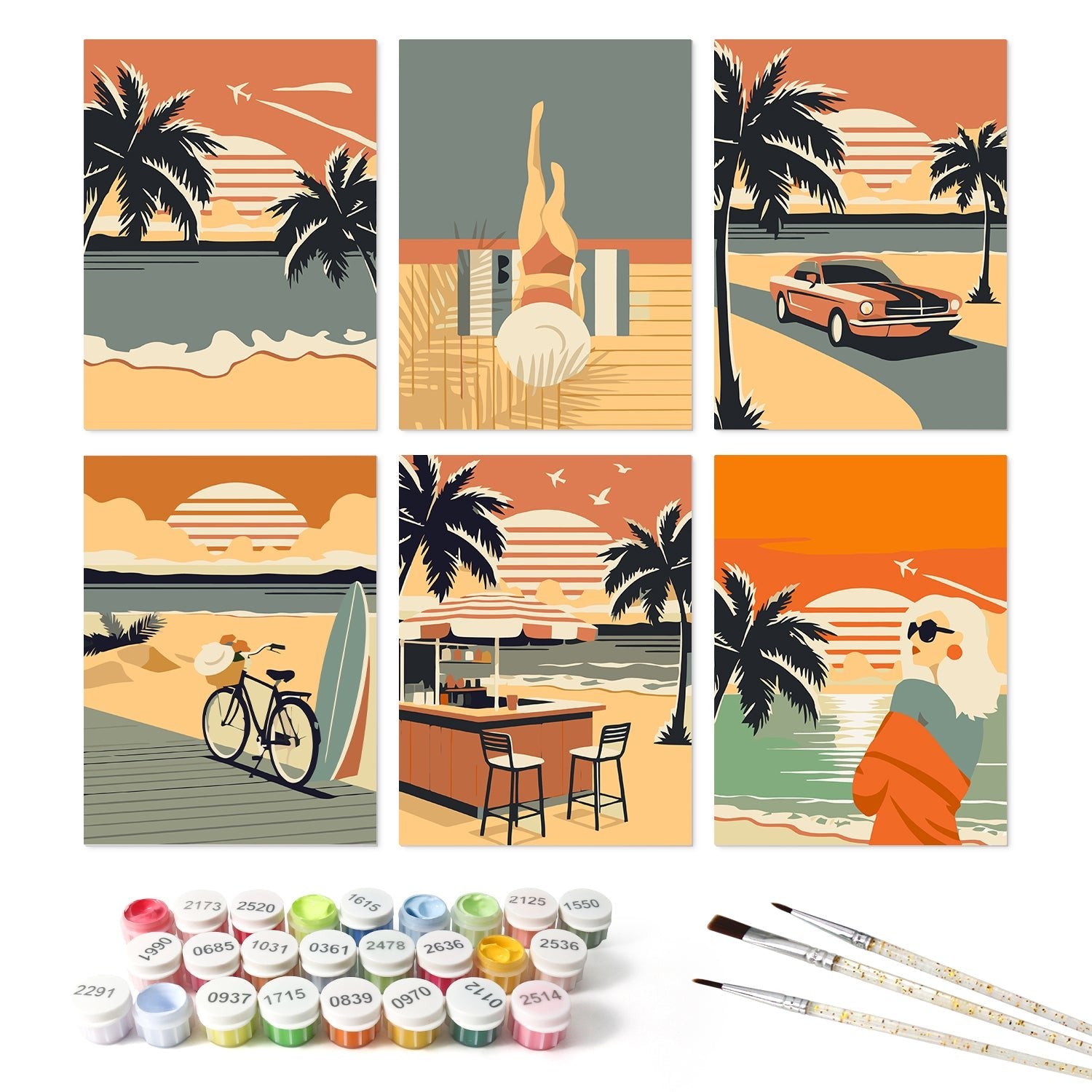 Palm Coast Getaway – Set of 6 Mini Paintings - miicreative