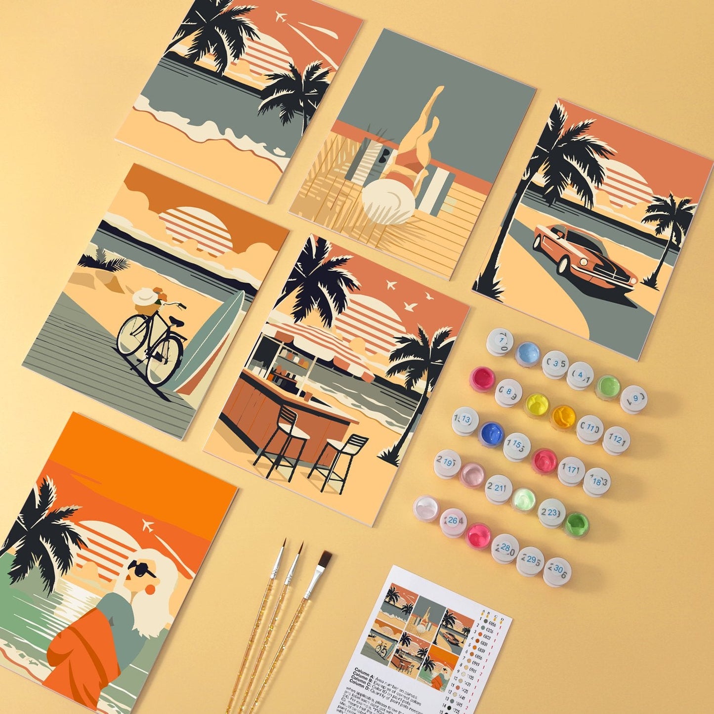 Palm Coast Getaway – Set of 6 Mini Paintings - miicreative