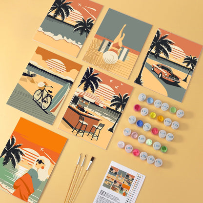 Palm Coast Getaway – Set of 6 Mini Paintings - miicreative