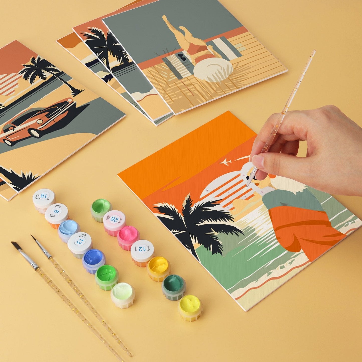 Palm Coast Getaway – Set of 6 Mini Paintings - miicreative