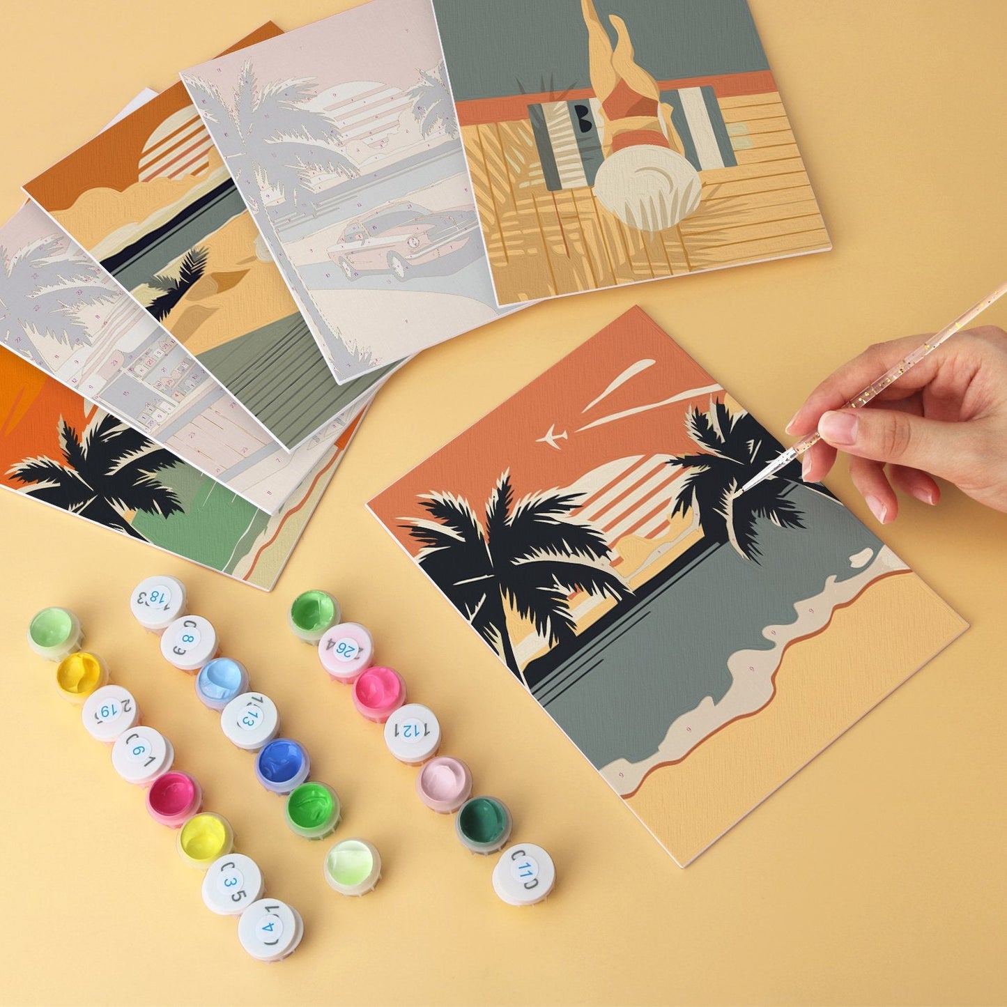 Palm Coast Getaway – Set of 6 Mini Paintings - miicreative