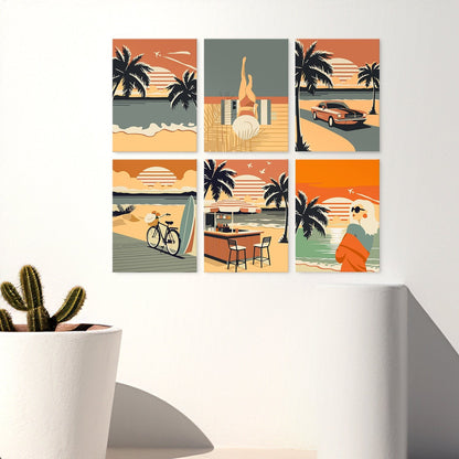 Palm Coast Getaway – Set of 6 Mini Paintings - miicreative