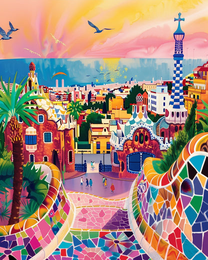 Park Guell - miicreative - Paint by Numbers Fixed Kit - Pre-designed Kit
