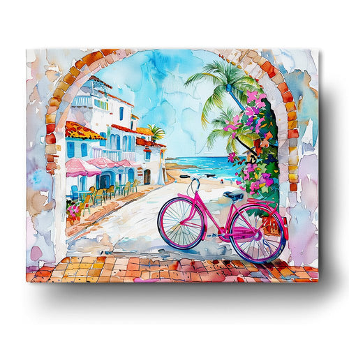 Pink Bike at the Beach - miicreative - Paint by Numbers Fixed Kit