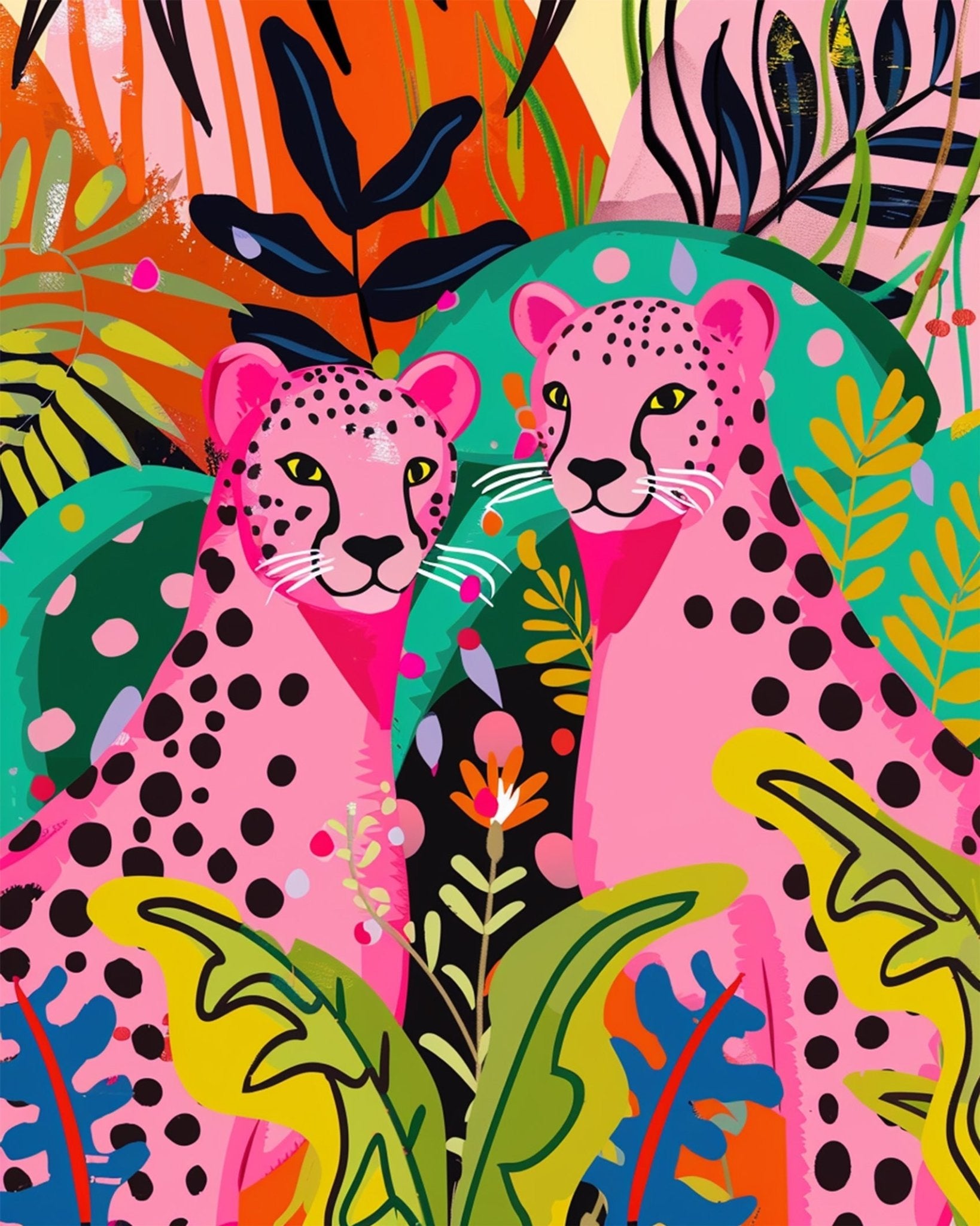 Pink Cheetahs in the Jungle - Abstract Animals - miicreative