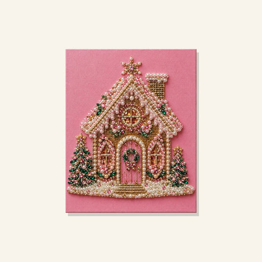 Pink Pearl Christmas Cottage - Pearl Painting - miicreative