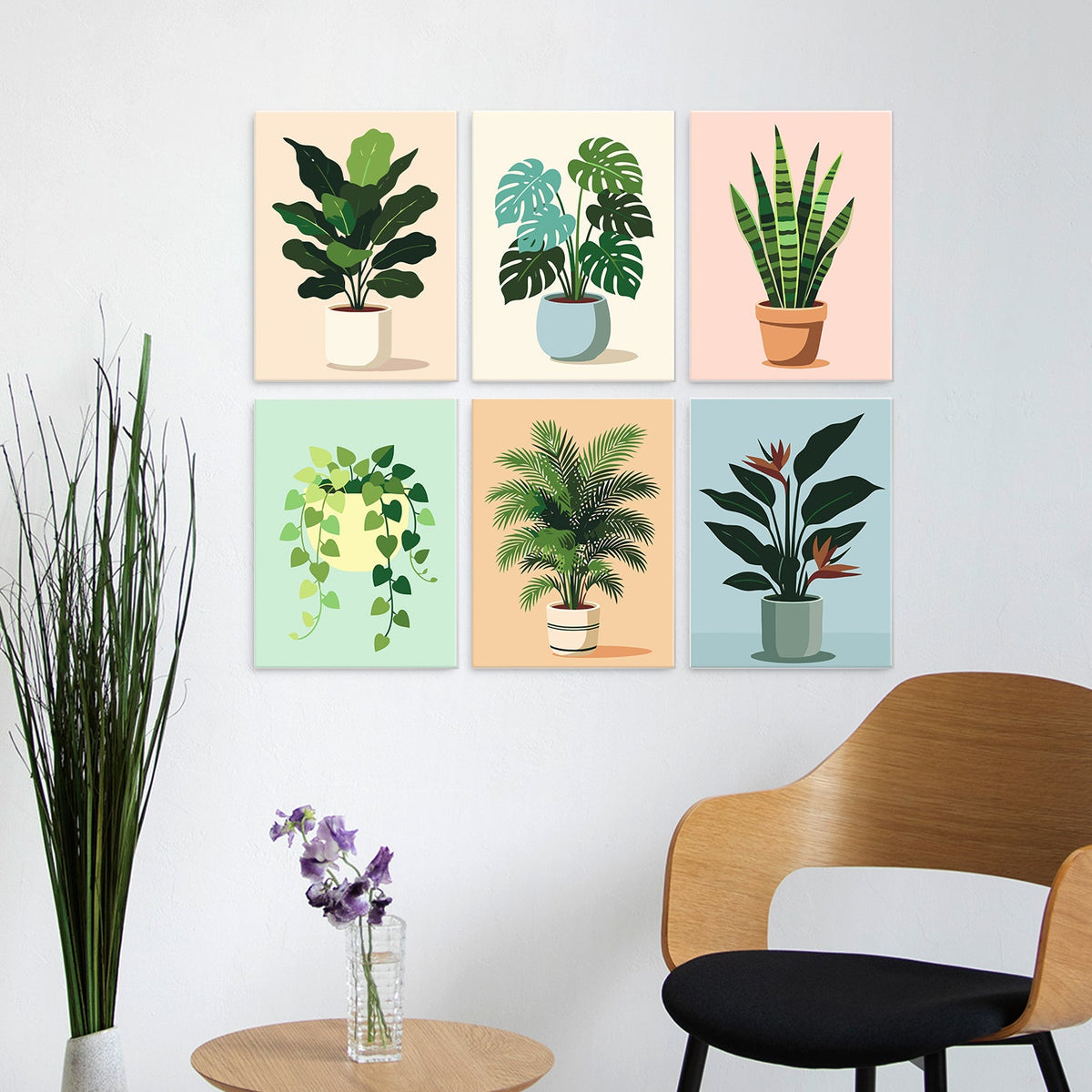 Potted Greens – Set of 6 Mini Paintings - miicreative
