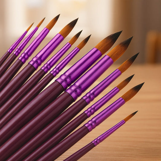 Premium Paintbrush Set - 12 Pcs for Acrylic, Watercolor - miicreative