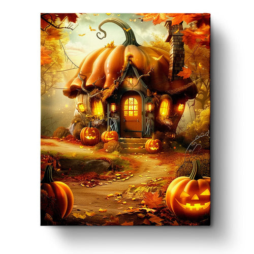 Pumpkin Cottage and Jack - O - Lanterns - Halloween - miicreative