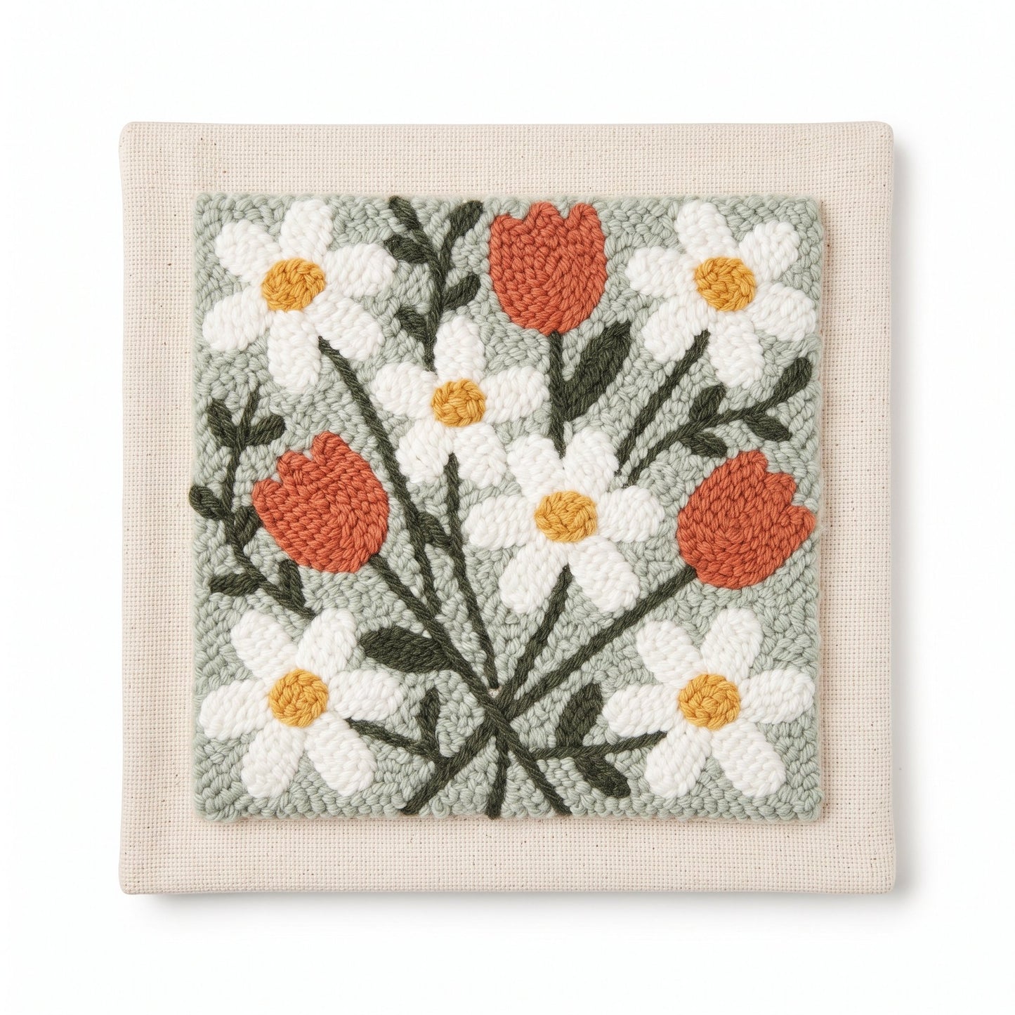 Daisies & Terracotta Tulips – Square Edition