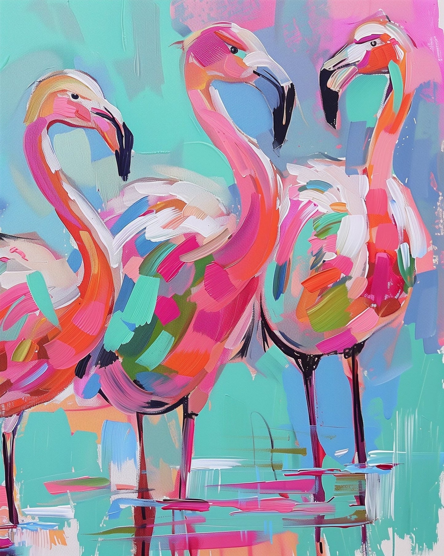 Radiant Flamingos - Abstract Animals - miicreative