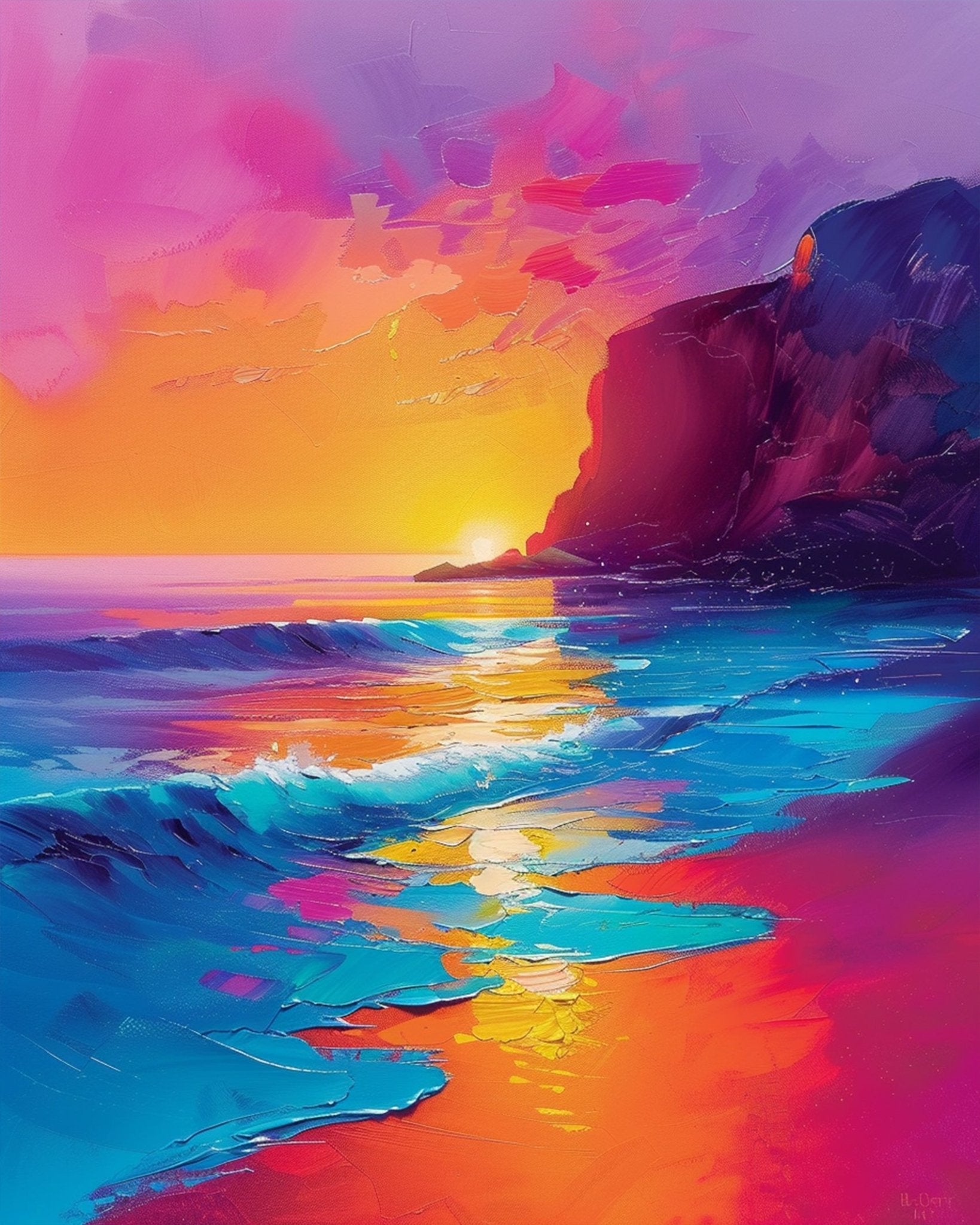 Radiant Sunset Bliss - Sea Landscape - miicreative