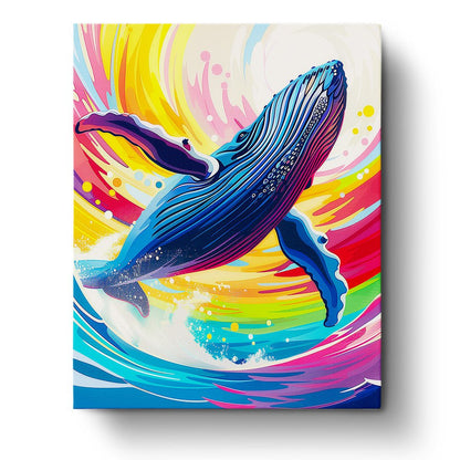 Rainbow Whale Adventure - Abstract Animals - miicreative