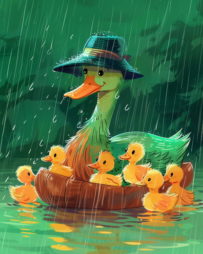 Rainy Day Duck Family - Kids - miicreative
