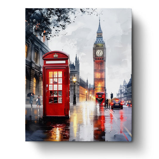 Rainy Day in London with Big Ben - miicreative - Paint by Numbers fixed  Kit