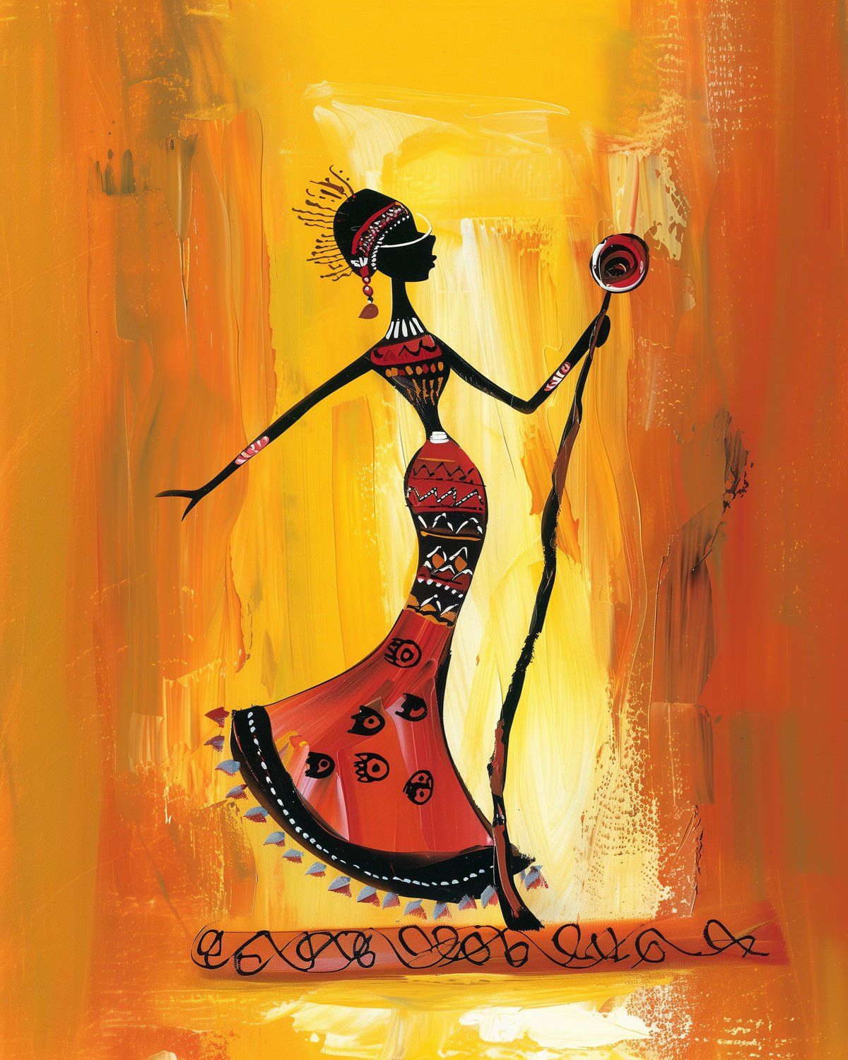 Regal African Woman with Staff - miicreative - Paint by Numbers fixed Kit