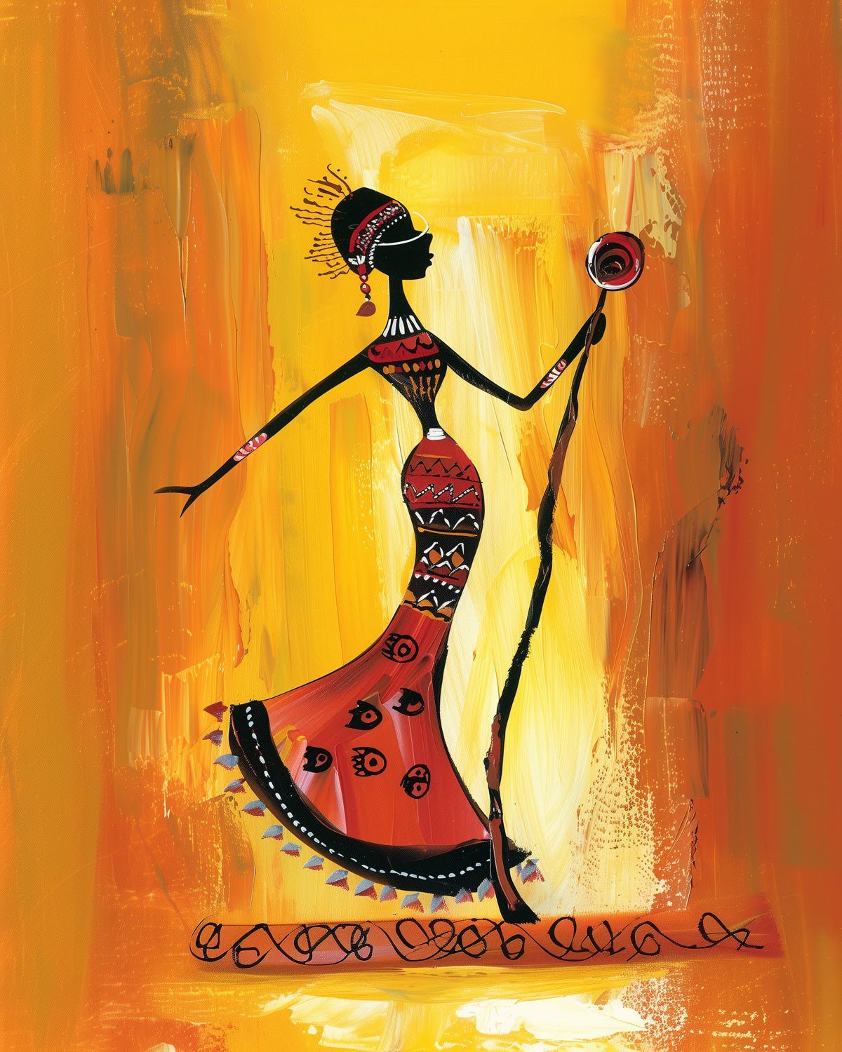 Regal African Woman with Staff - miicreative