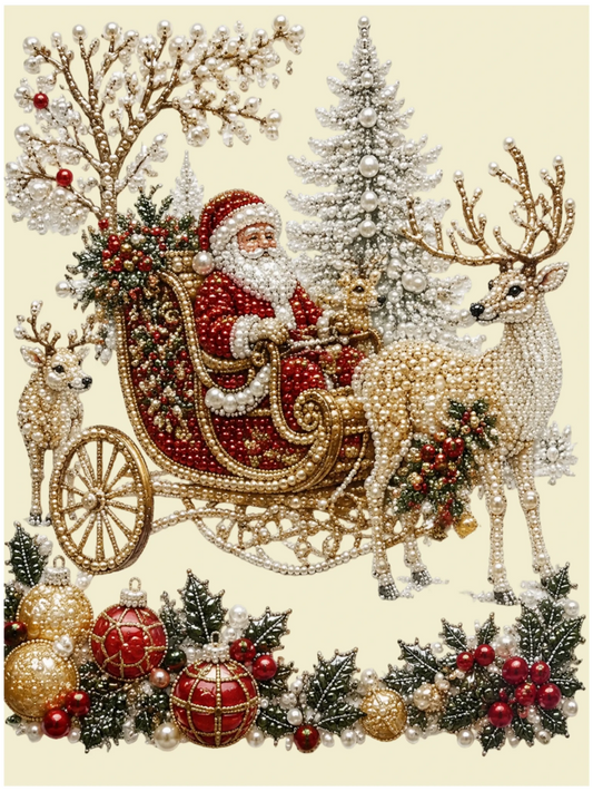 Santa’s Enchanted Sleigh – Pearl Painting