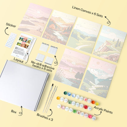 Scenic Horizons – Set of 6 Mini Paintings - miicreative
