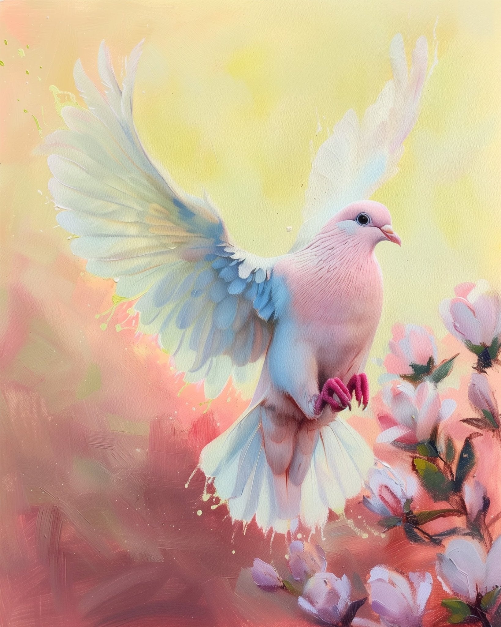 Serene Dove in Blossom - Abstract Animals - miicreative