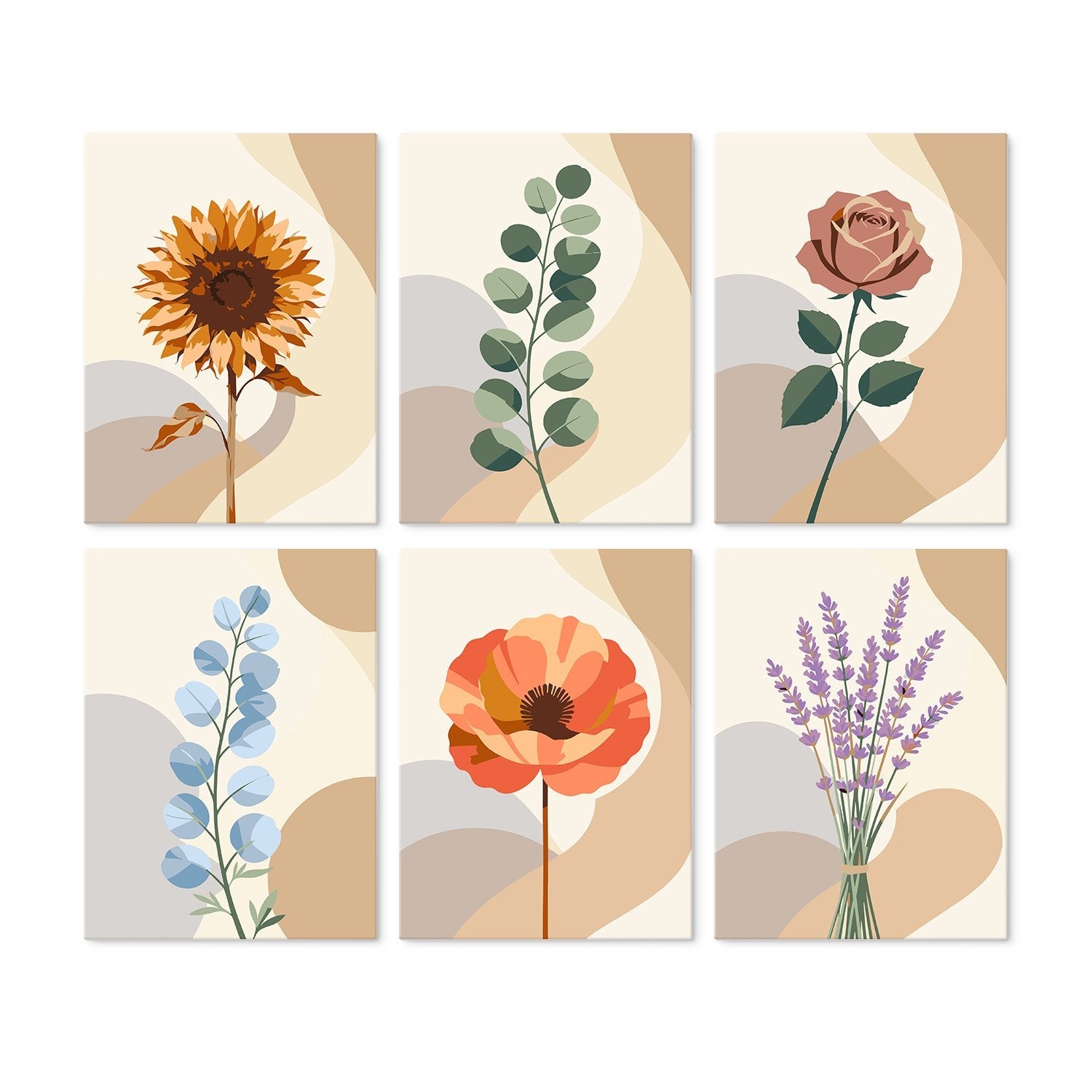 Soft Botanicals – Set of 6 Mini Paintings - miicreative