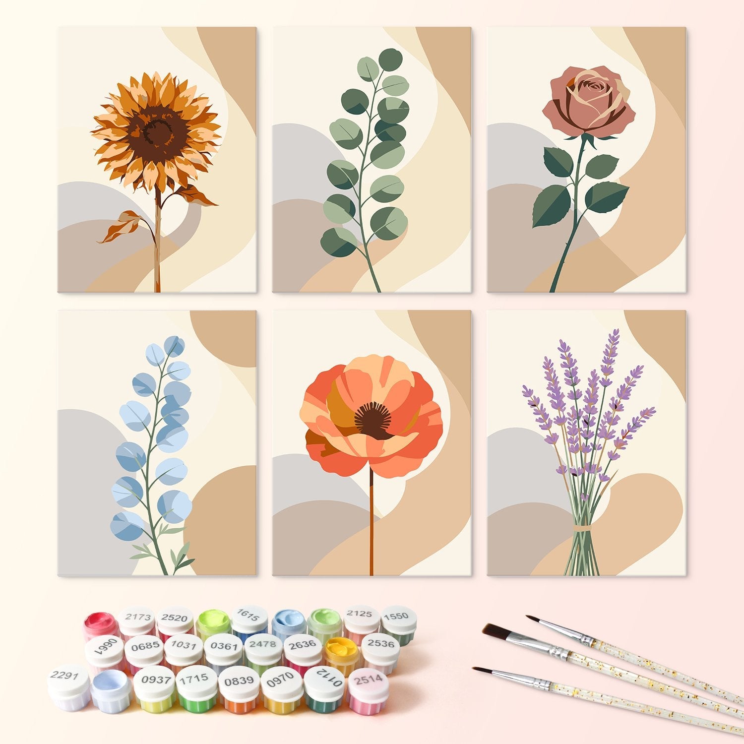 Soft Botanicals – Set of 6 Mini Paintings - miicreative