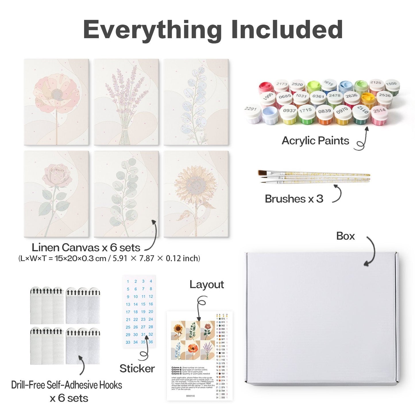 Soft Botanicals – Set of 6 Mini Paintings - miicreative