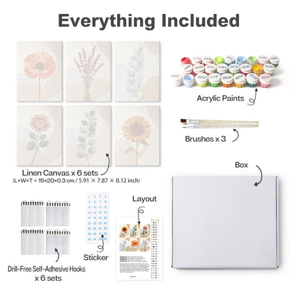 Soft Botanicals – Set of 6 Mini Paintings - miicreative